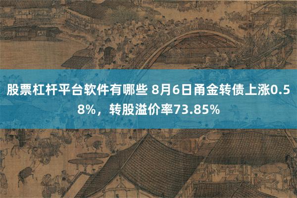 股票杠杆平台软件有哪些 8月6日甬金转债上涨0.58%，转股溢价率73.85%