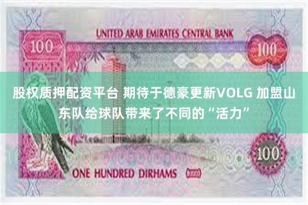 股权质押配资平台 期待于德豪更新VOLG 加盟山东队给球队带来了不同的“活力”