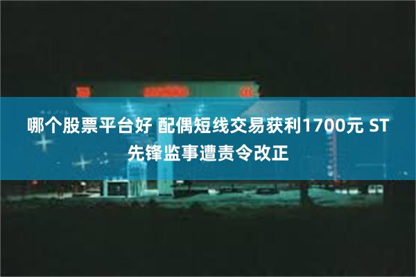 哪个股票平台好 配偶短线交易获利1700元 ST先锋监事遭责令改正