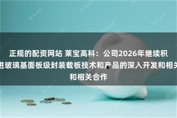 正规的配资网站 莱宝高科：公司2026年继续积极推进玻璃基面板级封装载板技术和产品的深入开发和相关合作