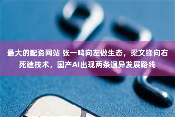 最大的配资网站 张一鸣向左做生态，梁文锋向右死磕技术，国产AI出现两条迥异发展路线