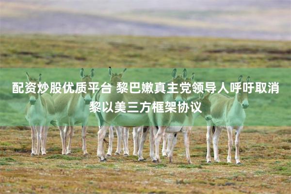 配资炒股优质平台 黎巴嫩真主党领导人呼吁取消黎以美三方框架协议