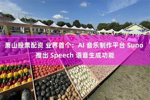 萧山股票配资 业界首个：AI 音乐制作平台 Suno 推出 Speech 语音生成功能